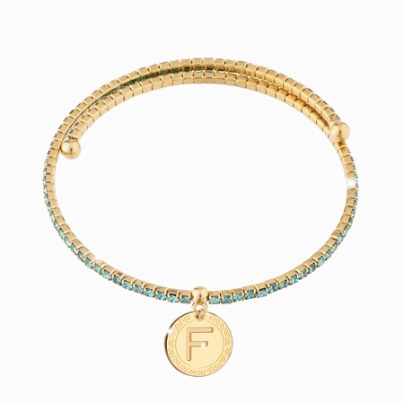 Rebecca Paraiba Gold F Bangle with Blue CZ